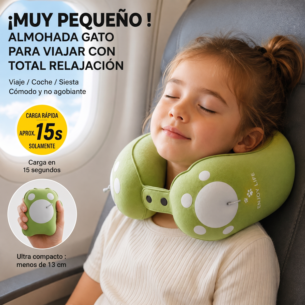 Almohada de viaje infantil hinchable