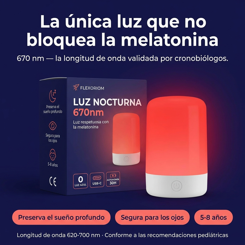 Flexoriom Night™ – Luz Nocturna 670nm para Sueño Profundo Infantil