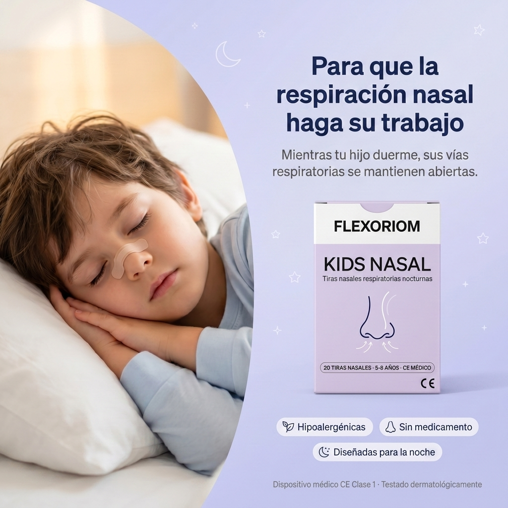 Flexoriom Nasal™ – Tiras Nasales Respiratorias para el Sueño Infantil
